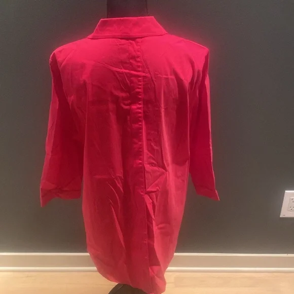Women's Lafayette 148 hot pink Tunic length Button-Up Shirt.  Size 10 - Picture 5 of 6